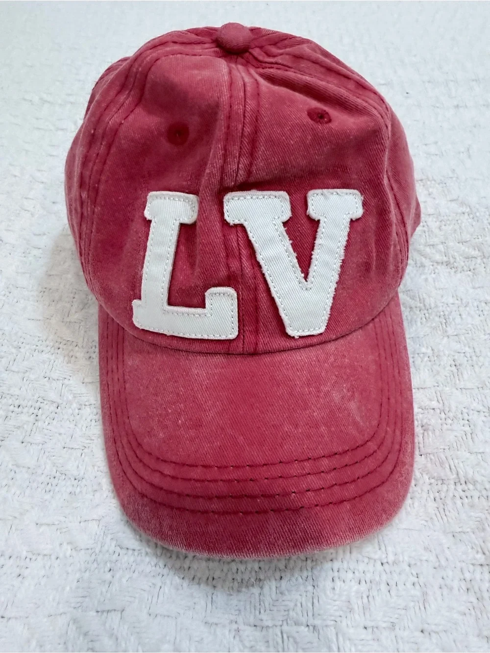 Robin Ruth Woman’s Red 'LV' Las Vegas Patch Baseball Hat